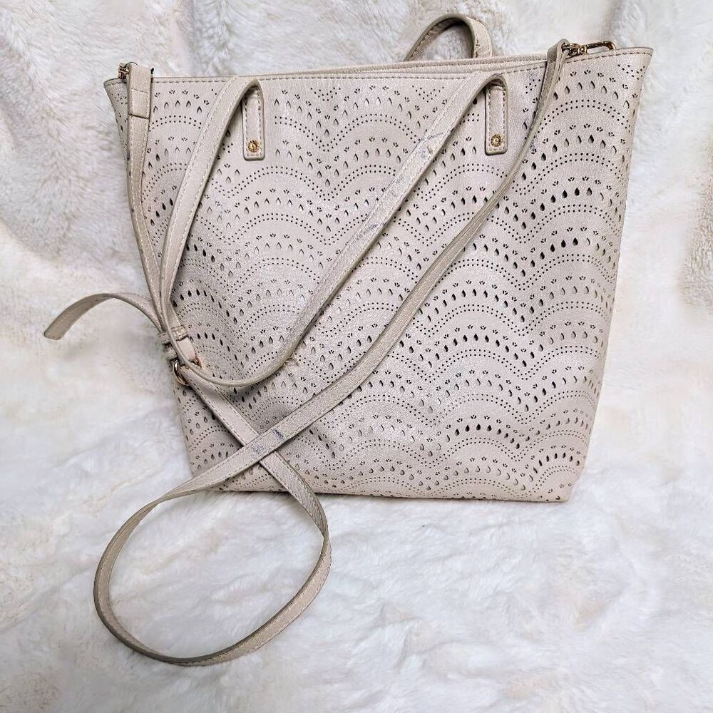 LC Lauren Conrad Presley Medium Tote Bag Purse Shoulder Bag Beige NWOT